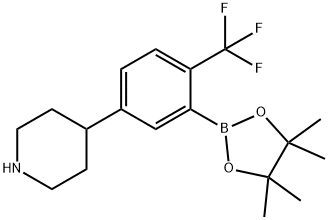 4-(3-(4,4,5,5-tetramethyl-1,3,2-dioxaborolan-2-yl)-4-(trifluoromethyl)phenyl)piperidine 结构式