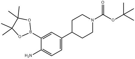 tert-butyl 4-(4-amino-3-(4,4,5,5-tetramethyl-1,3,2-dioxaborolan-2-yl)phenyl)piperidine-1-carboxylate 结构式
