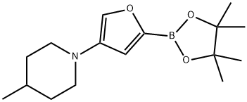 4-(4-Methylpiperidin-1-yl)furan-2-boronic acid pinacol ester 结构式