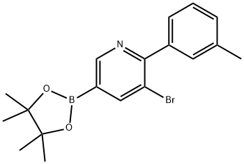5-Bromo-6-(3-tolyl)pyridine-3-boronic acid pinacol ester 结构式