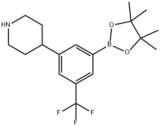 4-(3-(4,4,5,5-tetramethyl-1,3,2-dioxaborolan-2-yl)-5-(trifluoromethyl)phenyl)piperidine 结构式