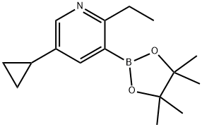 2-Ethyl-5-cyclopropylpyridine-3-boronic acid pinacol ester 结构式