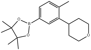 4,4,5,5-tetramethyl-2-(4-methyl-3-(tetrahydro-2H-pyran-4-yl)phenyl)-1,3,2-dioxaborolane 结构式