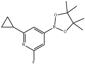 2-cyclopropyl-6-fluoro-4-(4,4,5,5-tetramethyl-1,3,2-dioxaborolan-2-yl)pyridine 结构式