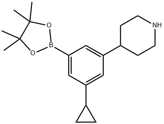 4-(3-cyclopropyl-5-(4,4,5,5-tetramethyl-1,3,2-dioxaborolan-2-yl)phenyl)piperidine 结构式