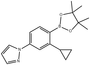 2-Cyclopropyl-4-(1H-pyrazol-1-yl)phenylboronic acid pinacol ester 结构式