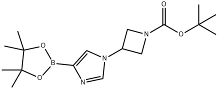 tert-butyl 3-(4-(4,4,5,5-tetramethyl-1,3,2-dioxaborolan-2-yl)-1H-imidazol-1-yl)azetidine-1-carboxylate 结构式