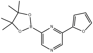 2-(furan-2-yl)-6-(4,4,5,5-tetramethyl-1,3,2-dioxaborolan-2-yl)pyrazine 结构式