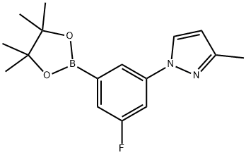 1-(3-fluoro-5-(4,4,5,5-tetramethyl-1,3,2-dioxaborolan-2-yl)phenyl)-3-methyl-1H-pyrazole 结构式