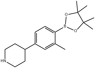 4-(3-methyl-4-(4,4,5,5-tetramethyl-1,3,2-dioxaborolan-2-yl)phenyl)piperidine 结构式