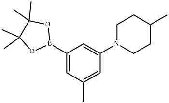 4-methyl-1-(3-methyl-5-(4,4,5,5-tetramethyl-1,3,2-dioxaborolan-2-yl)phenyl)piperidine 结构式