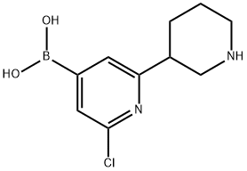 2-Chloro-6-(piperidin-3-yl)pyridine-4-boronic acid 结构式