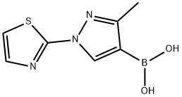 3-Methyl-1-(thiazol-2-yl)pyrazole-4-boronic acid 结构式