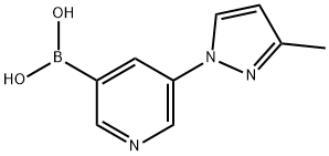 5-(3-Methyl-1H-pyrazol-1-yl)pyridine-3-boronic acid 结构式