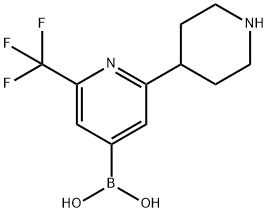 2-Trifluoromethyl-6-(piperidin-4-yl)pyridine-4-boronic acid 结构式