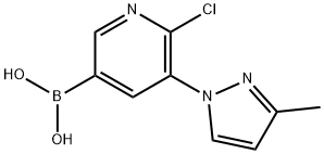 6-Chloro-5-(3-methyl-1H-pyrazol-1-yl)pyridine-3-boronic acid 结构式