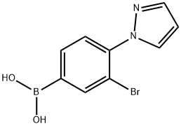 3-Bromo-4-(1H-pyrazol-1-yl)phenylboronic acid 结构式
