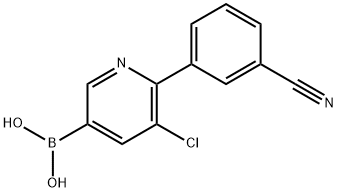 5-Chloro-6-(3-cyanophenyl)pyridine-3-boronic acid 结构式