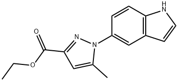 1-(1H-Indol-5-yl)-5-methyl-1H-pyrazole-3-carboxylic acid ethyl ester 结构式