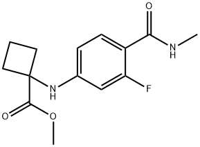 1-((3-氟-4-(甲基氨基甲酰基)苯基)氨基)环丁烷羧酸甲酯 结构式