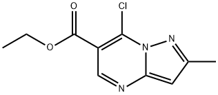 7-氯-2-甲基吡唑并[1,5-A]嘧啶-6-羧酸乙酯 结构式