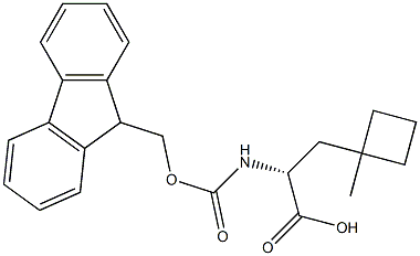(2R)-2-(9H-芴-9-基甲氧基羰基氨基)-3-(1-甲基环丁基)丙酸 结构式
