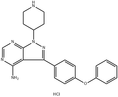 3-(4-phenoxyphenyl)-1-(piperidin-4-yl)-1H-pyrazolo[3,4-d]pyrimidin-4-amine 结构式