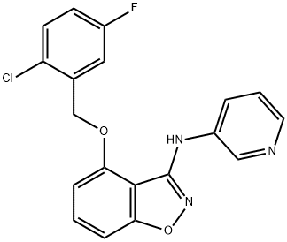 1,2-Benzisoxazol-3-amine, 4-[(2-chloro-5-fluorophenyl)methoxy]-N-3-pyridinyl- 结构式