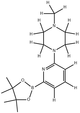 1-(methyl-d3)-4-(6-(4,4,5,5-tetramethyl-1,3,2-dioxaborolan-2-yl)pyridin-2-yl-3,4,5-d3)piperazine-2,2,3,3,5,5,6,6-d8 结构式