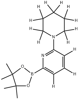 2-(piperidin-1-yl-d10)-6-(4,4,5,5-tetramethyl-1,3,2-dioxaborolan-2-yl)pyridine-3,4,5-d3 结构式