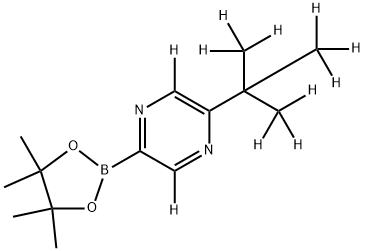 2-(2-(methyl-d3)propan-2-yl-1,1,1,3,3,3-d6)-5-(4,4,5,5-tetramethyl-1,3,2-dioxaborolan-2-yl)pyrazine-3,6-d2 结构式