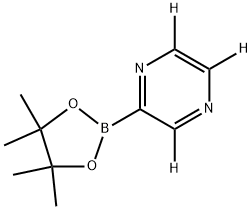 2-(4,4,5,5-tetramethyl-1,3,2-dioxaborolan-2-yl)pyrazine-3,5,6-d3 结构式