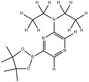 N,N-bis(ethyl-d5)-6-(4,4,5,5-tetramethyl-1,3,2-dioxaborolan-2-yl)pyrazin-2-amine-3,5-d2 结构式