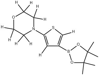 4-(4-(4,4,5,5-tetramethyl-1,3,2-dioxaborolan-2-yl)thiophen-2-yl-3,5-d2)morpholine-2,2,3,3,5,5,6,6-d8 结构式