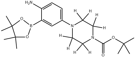 tert-butyl 4-(4-amino-3-(4,4,5,5-tetramethyl-1,3,2-dioxaborolan-2-yl)phenyl)piperazine-1-carboxylate-2,2,3,3,5,5,6,6-d8 结构式