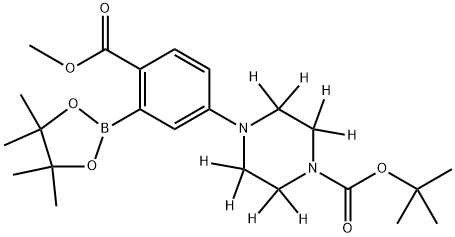 tert-butyl 4-(4-(methoxycarbonyl)-3-(4,4,5,5-tetramethyl-1,3,2-dioxaborolan-2-yl)phenyl)piperazine-1-carboxylate-2,2,3,3,5,5,6,6-d8 结构式