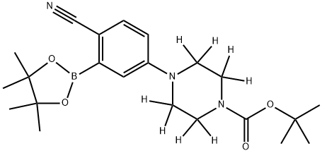 tert-butyl 4-(4-cyano-3-(4,4,5,5-tetramethyl-1,3,2-dioxaborolan-2-yl)phenyl)piperazine-1-carboxylate-2,2,3,3,5,5,6,6-d8 结构式