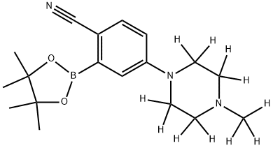 4-(4-(methyl-d3)piperazin-1-yl-2,2,3,3,5,5,6,6-d8)-2-(4,4,5,5-tetramethyl-1,3,2-dioxaborolan-2-yl)benzonitrile 结构式