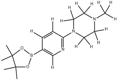 1-(methyl-d3)-4-(5-(4,4,5,5-tetramethyl-1,3,2-dioxaborolan-2-yl)pyridin-2-yl-3,4,6-d3)piperazine-2,2,3,3,5,5,6,6-d8 结构式