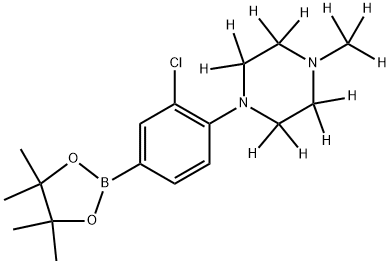 1-(2-chloro-4-(4,4,5,5-tetramethyl-1,3,2-dioxaborolan-2-yl)phenyl)-4-(methyl-d3)piperazine-2,2,3,3,5,5,6,6-d8 结构式