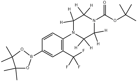 tert-butyl 4-(4-(4,4,5,5-tetramethyl-1,3,2-dioxaborolan-2-yl)-2-(trifluoromethyl)phenyl)piperazine-1-carboxylate-2,2,3,3,5,5,6,6-d8 结构式