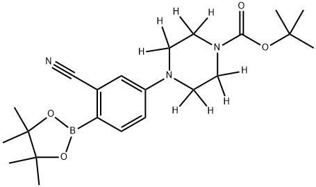 tert-butyl 4-(3-cyano-4-(4,4,5,5-tetramethyl-1,3,2-dioxaborolan-2-yl)phenyl)piperazine-1-carboxylate-2,2,3,3,5,5,6,6-d8 结构式