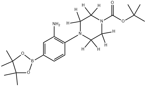 tert-butyl 4-(2-amino-4-(4,4,5,5-tetramethyl-1,3,2-dioxaborolan-2-yl)phenyl)piperazine-1-carboxylate-2,2,3,3,5,5,6,6-d8 结构式
