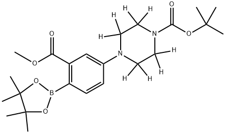 tert-butyl 4-(3-(methoxycarbonyl)-4-(4,4,5,5-tetramethyl-1,3,2-dioxaborolan-2-yl)phenyl)piperazine-1-carboxylate-2,2,3,3,5,5,6,6-d8 结构式