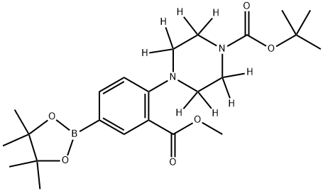 tert-butyl 4-(2-(methoxycarbonyl)-4-(4,4,5,5-tetramethyl-1,3,2-dioxaborolan-2-yl)phenyl)piperazine-1-carboxylate-2,2,3,3,5,5,6,6-d8 结构式