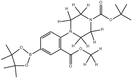 tert-butyl 4-(2-((methoxy-d3)carbonyl)-4-(4,4,5,5-tetramethyl-1,3,2-dioxaborolan-2-yl)phenyl)piperazine-1-carboxylate-2,2,3,3,5,5,6,6-d8 结构式