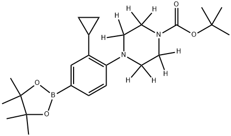 tert-butyl 4-(2-cyclopropyl-4-(4,4,5,5-tetramethyl-1,3,2-dioxaborolan-2-yl)phenyl)piperazine-1-carboxylate-2,2,3,3,5,5,6,6-d8 结构式