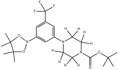 tert-butyl 4-(3-(4,4,5,5-tetramethyl-1,3,2-dioxaborolan-2-yl)-5-(trifluoromethyl)phenyl)piperazine-1-carboxylate-2,2,3,3,5,5,6,6-d8 结构式