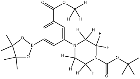 tert-butyl 4-(3-((methoxy-d3)carbonyl)-5-(4,4,5,5-tetramethyl-1,3,2-dioxaborolan-2-yl)phenyl)piperazine-1-carboxylate-2,2,3,3,5,5,6,6-d8 结构式