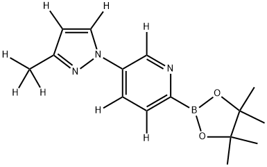 5-(3-(methyl-d3)-1H-pyrazol-1-yl-4,5-d2)-2-(4,4,5,5-tetramethyl-1,3,2-dioxaborolan-2-yl)pyridine-3,4,6-d3 结构式
